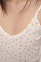 Vintage Bunny Floral Print Ruffled Hem Cami Top - COPPING THREADS - MOROMORO