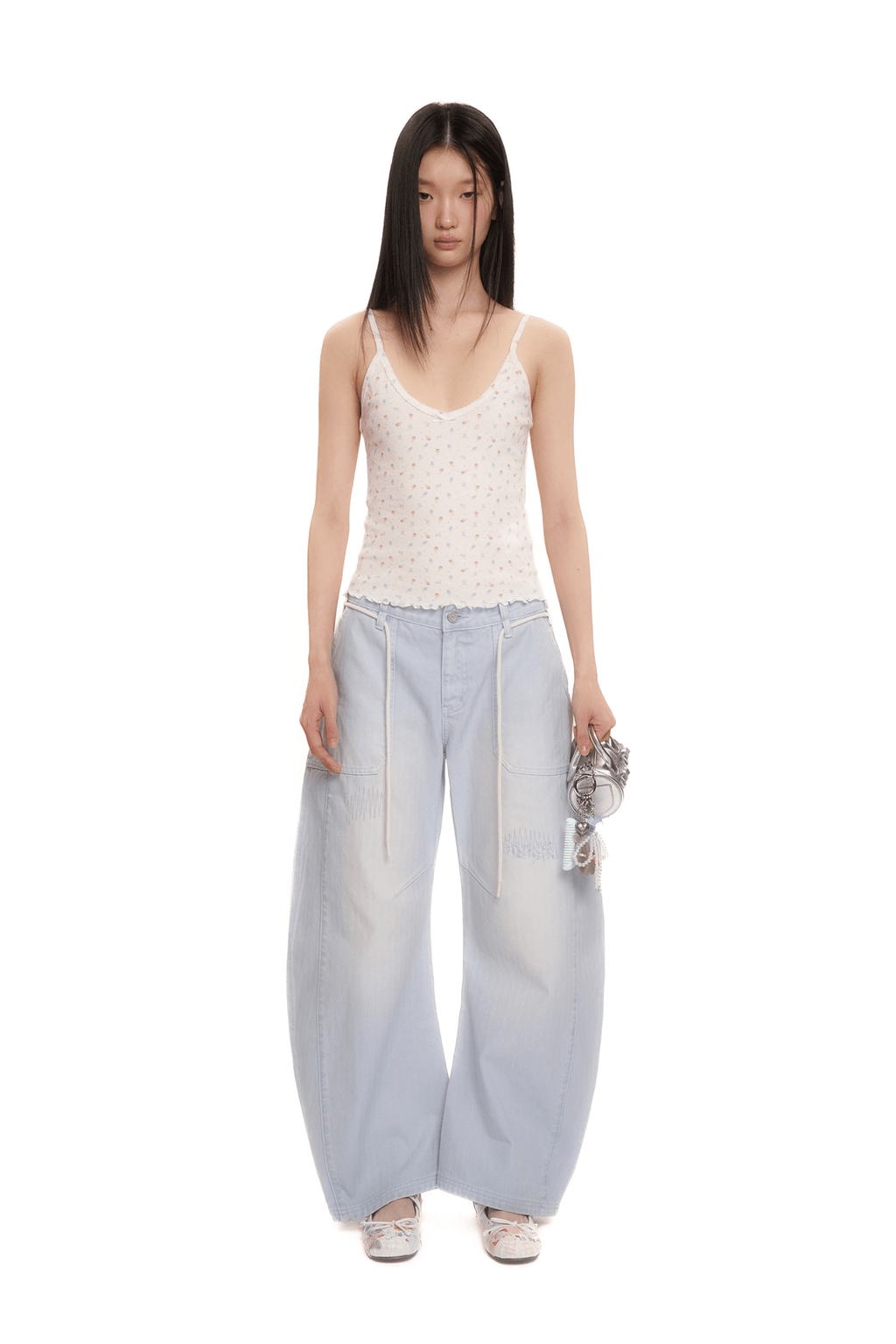 Vintage Bunny Floral Print Ruffled Hem Cami Top - COPPING THREADS - MOROMORO