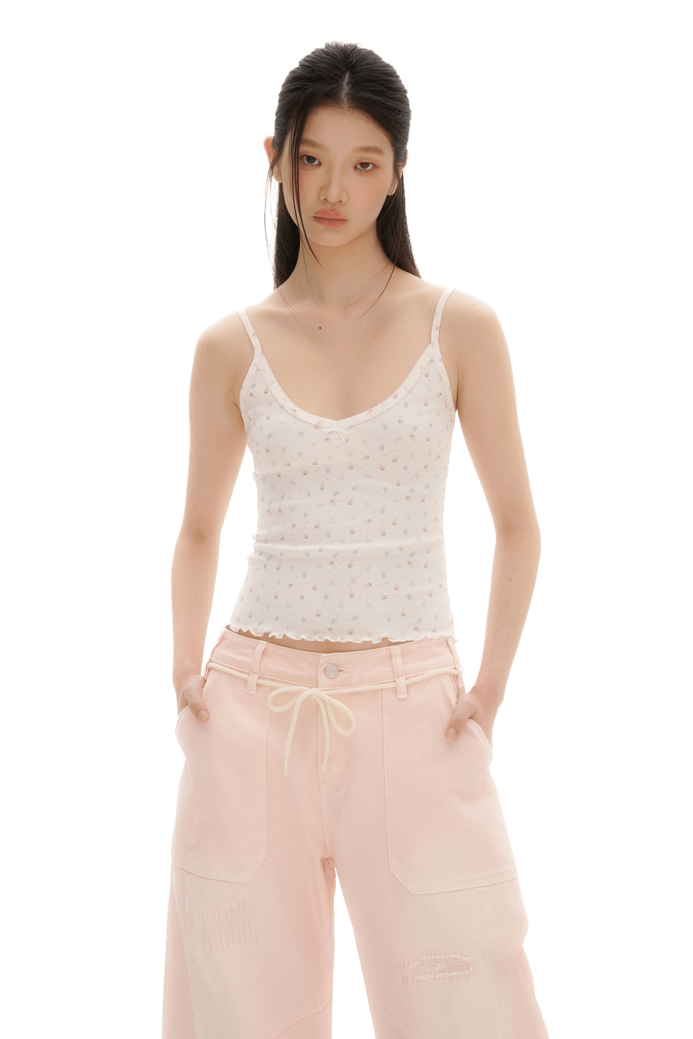 Camisole-Top mit Blumenmuster und Rüschensaum im Vintage-Stil Zweitbild