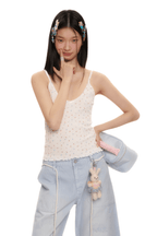 Vintage Bunny Floral Print Ruffled Hem Cami Top - COPPING THREADS - MOROMORO