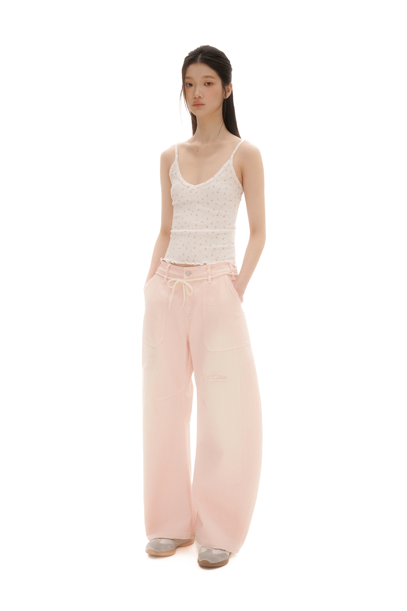 Vintage Bunny Floral Print Ruffled Hem Cami Top - COPPING THREADS - MOROMORO