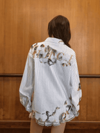 Vintage Burnt Print Embroidered Striped Lace Shirt - COPPING THREADS - Harsh and Cruel