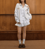 Vintage Burnt Print Embroidered Striped Lace Shirt - COPPING THREADS - Harsh and Cruel