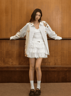 Vintage Burnt Print Embroidered Striped Lace Shirt - COPPING THREADS - Harsh and Cruel