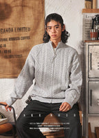 Vintage Cable Knit Half - Turtleneck Cardigan Sweater - COPPING THREADS - MAKE NOISE