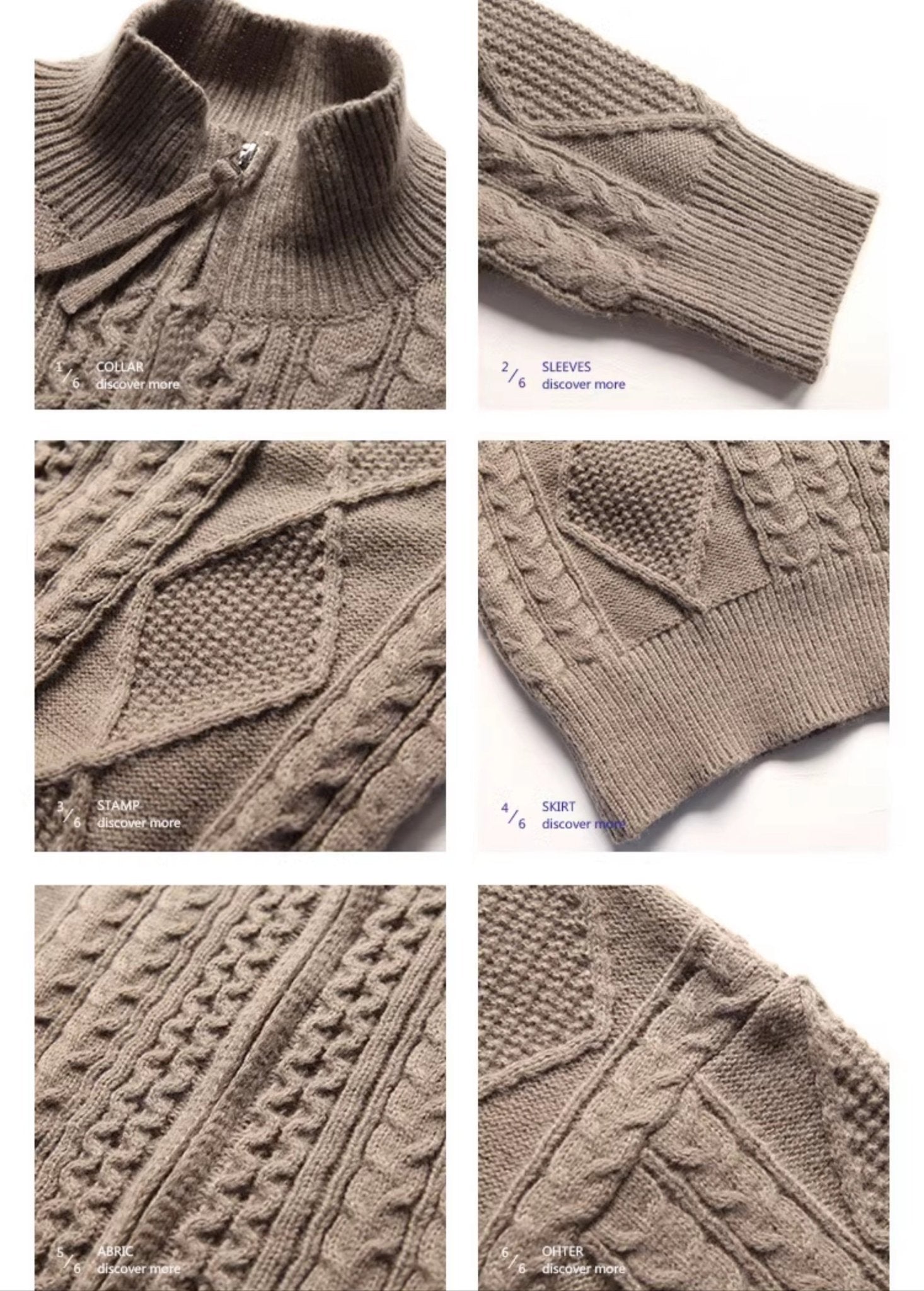 Vintage Cable Knit Half - Turtleneck Cardigan Sweater - COPPING THREADS - MAKE NOISE