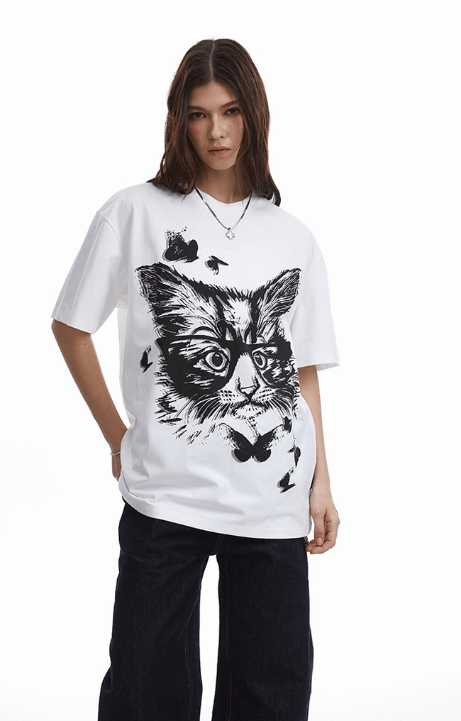 Vintage Cartoon Cat Graphic Tee Main Image