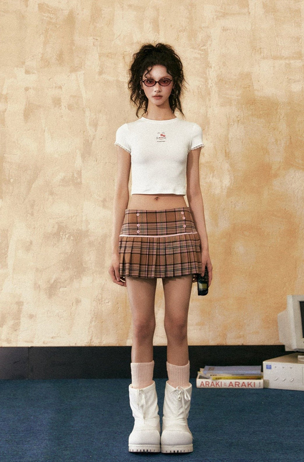 Vintage Cartoon Cat Print Lace Trim Tee - COPPING THREADS - CHICISLAND