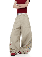 Vintage Cartoon Print Wide - Leg Workwear Pants - COPPING THREADS - CT Select