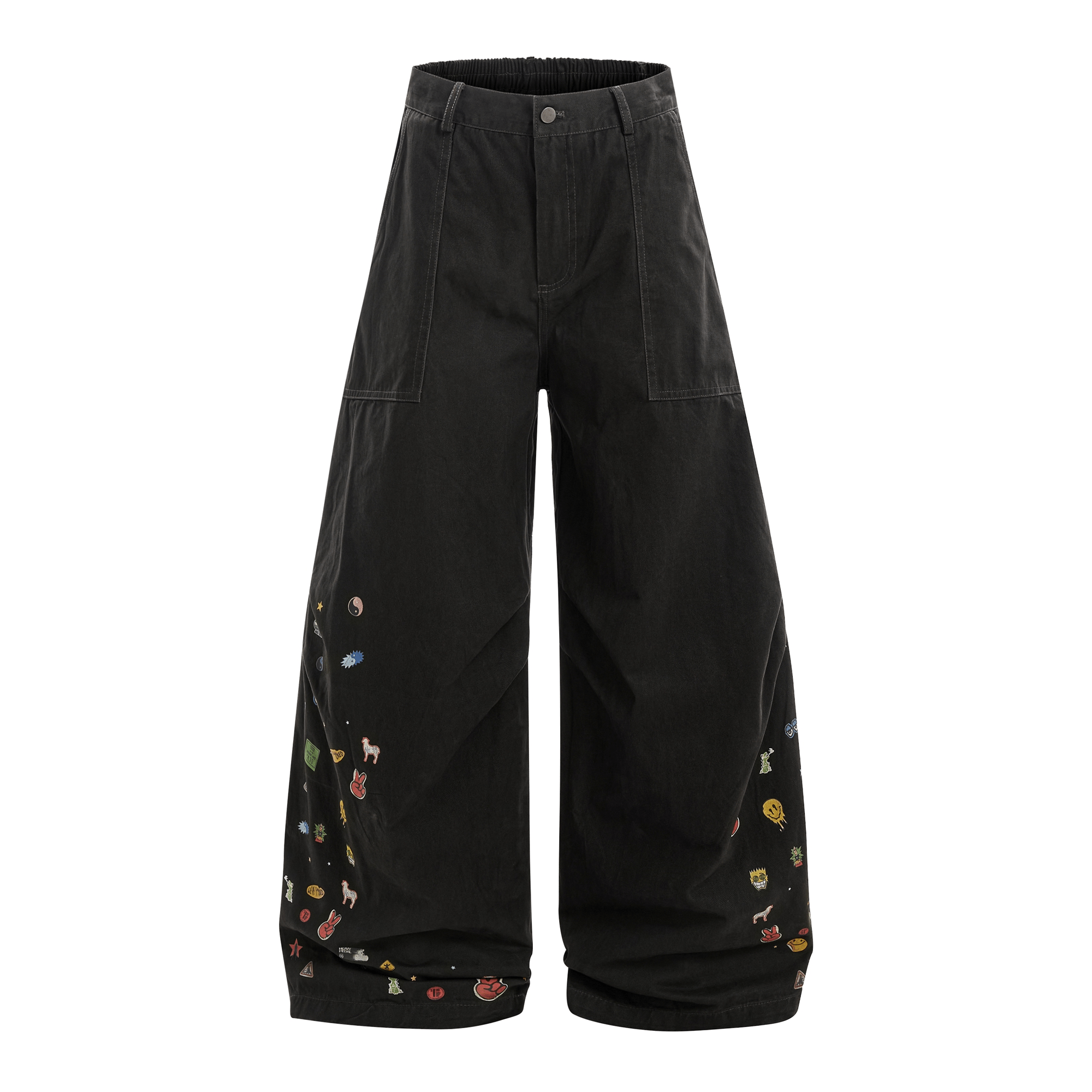 Vintage Cartoon Print Wide - Leg Workwear Pants - COPPING THREADS - CT Select