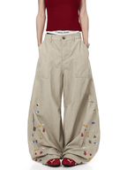 Vintage Cartoon Print Wide - Leg Workwear Pants - COPPING THREADS - CT Select