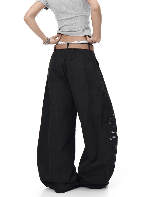 Vintage Cartoon Print Wide - Leg Workwear Pants - COPPING THREADS - CT Select
