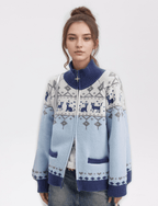 Vintage Cat Fair Isle Print Knitted Cardigan Sweater - COPPING THREADS - CHICISLAND