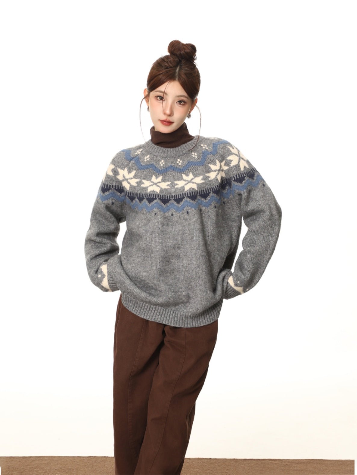 Vintage Colorblock Fair Isle Pullover Strickpullover Zweitbild