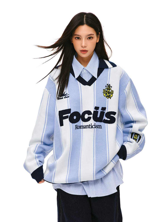 Vintage Colorblock Striped Collared Knit Jersey - COPPING THREADS - CT Select Hover Image