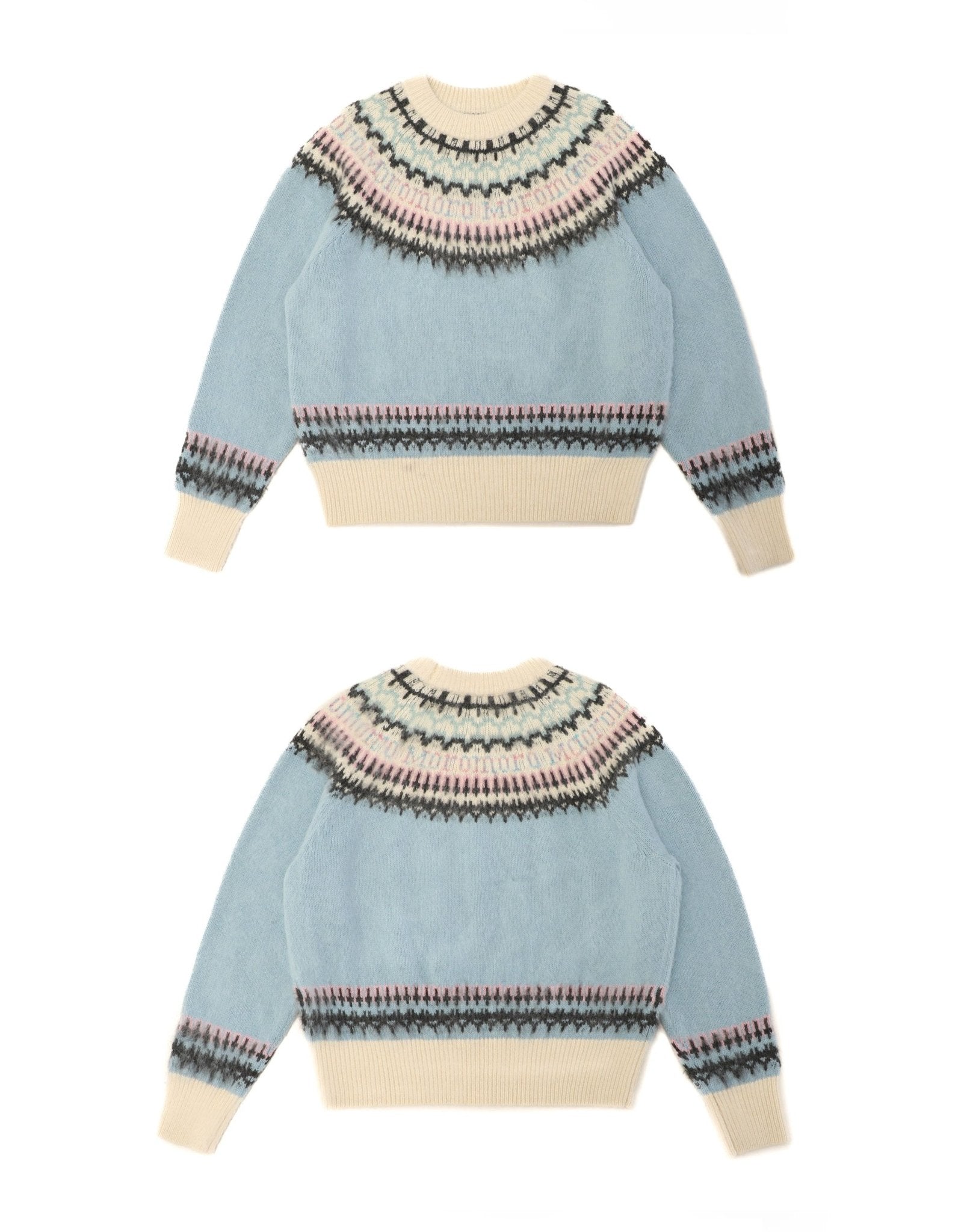 Vintage Cream Fair Isle Knit Crewneck Sweater - COPPING THREADS - MOROMORO