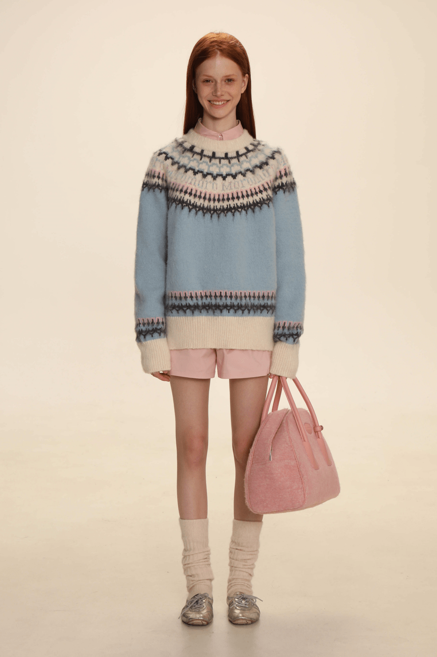 Vintage Cream Fair Isle Knit Crewneck Sweater - COPPING THREADS - MOROMORO