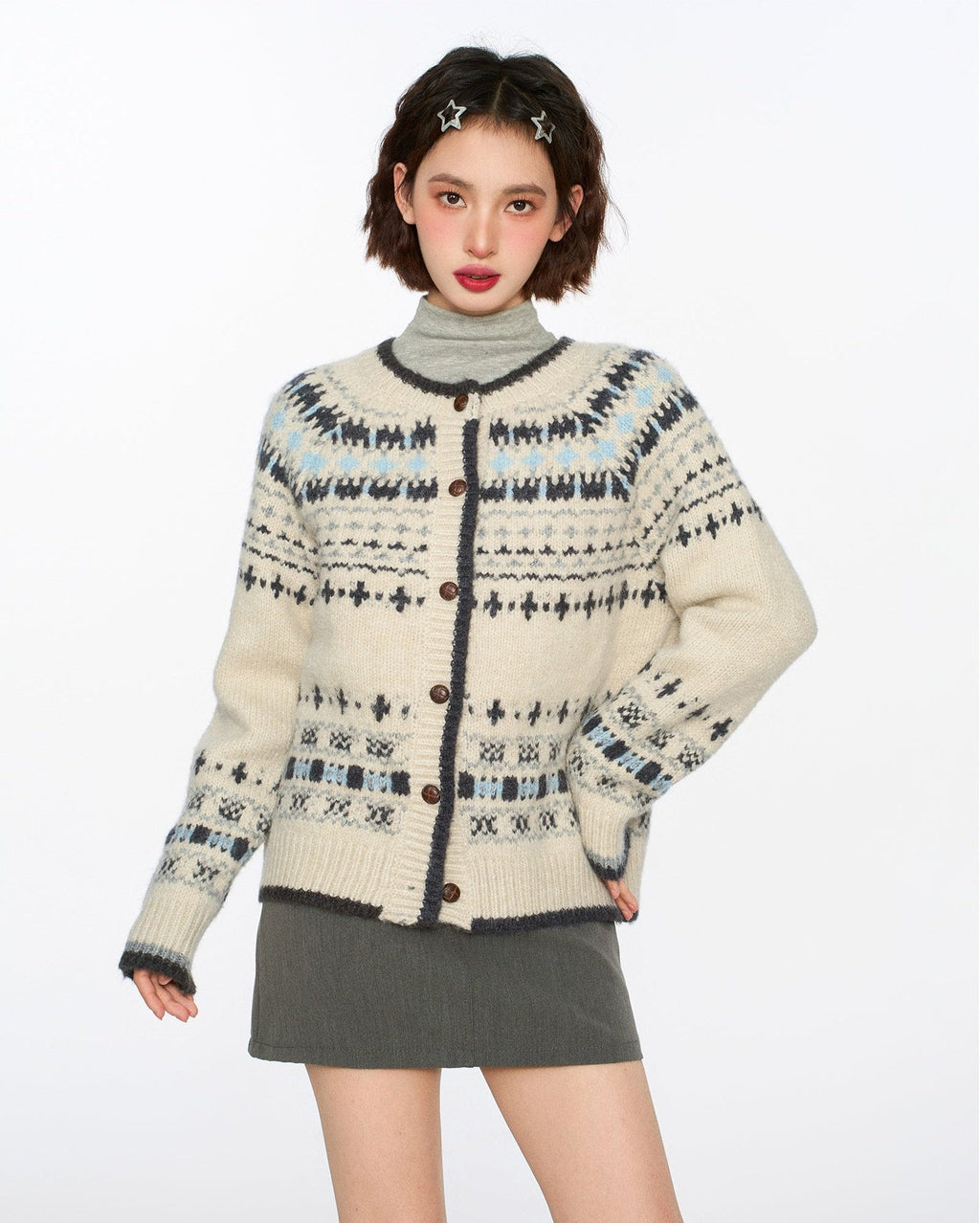 Vintage Crew Neck Fair Isle Cardigan - COPPING THREADS - CT Select