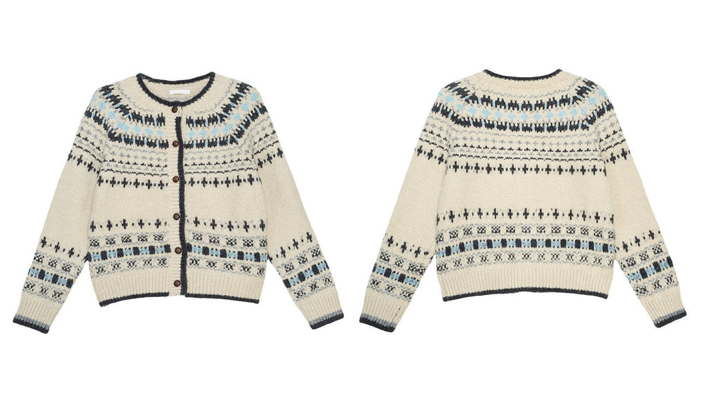 Vintage Crew Neck Fair Isle Cardigan - COPPING THREADS - CT Select
