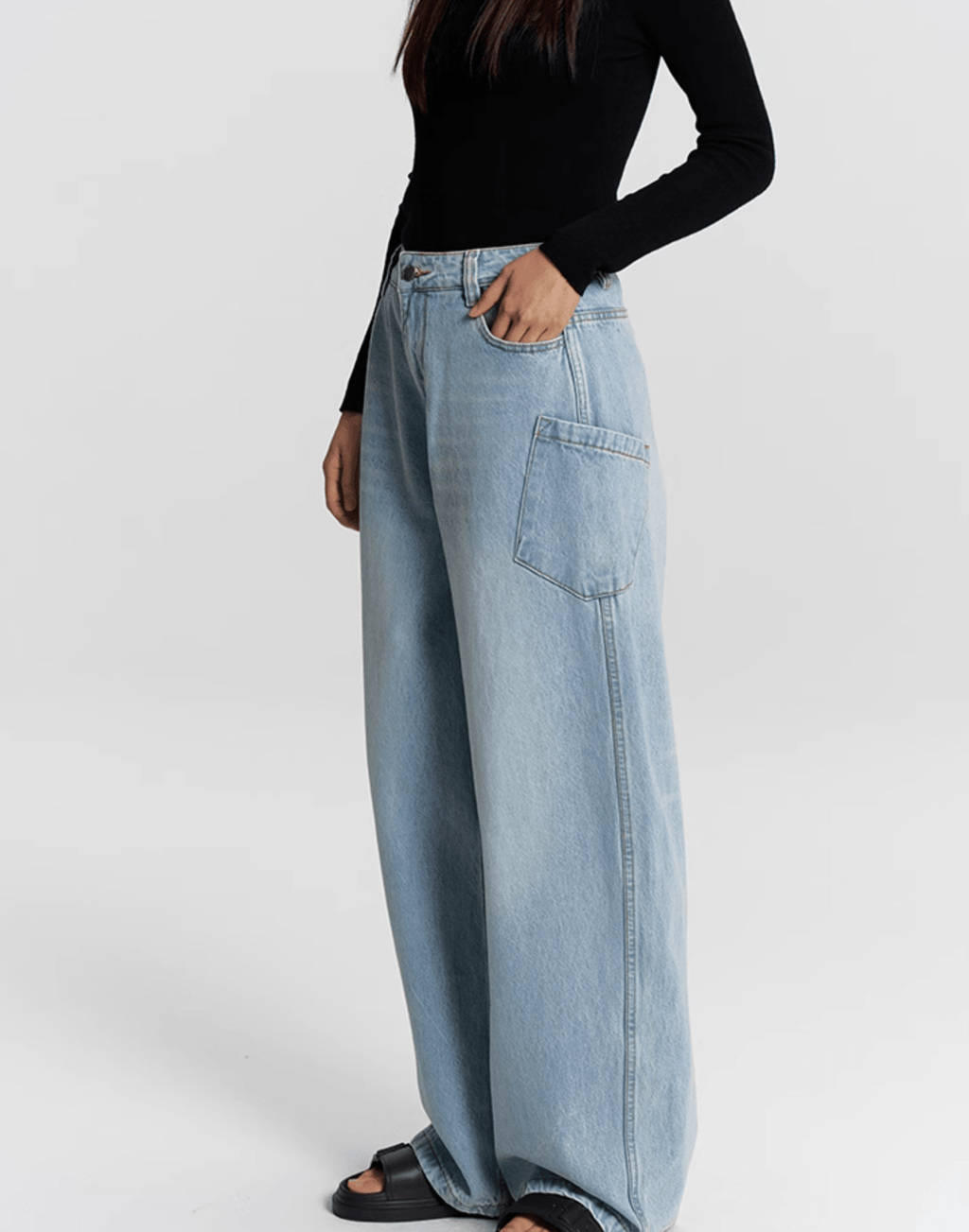 Vintage Curved Utility Pocket Wide - Leg Jeans - COPPING THREADS - RAPPEYE