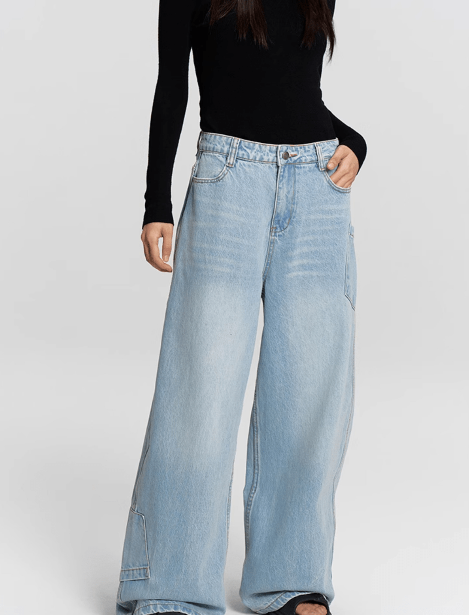 Vintage Curved Utility Pocket Wide - Leg Jeans - COPPING THREADS - RAPPEYE