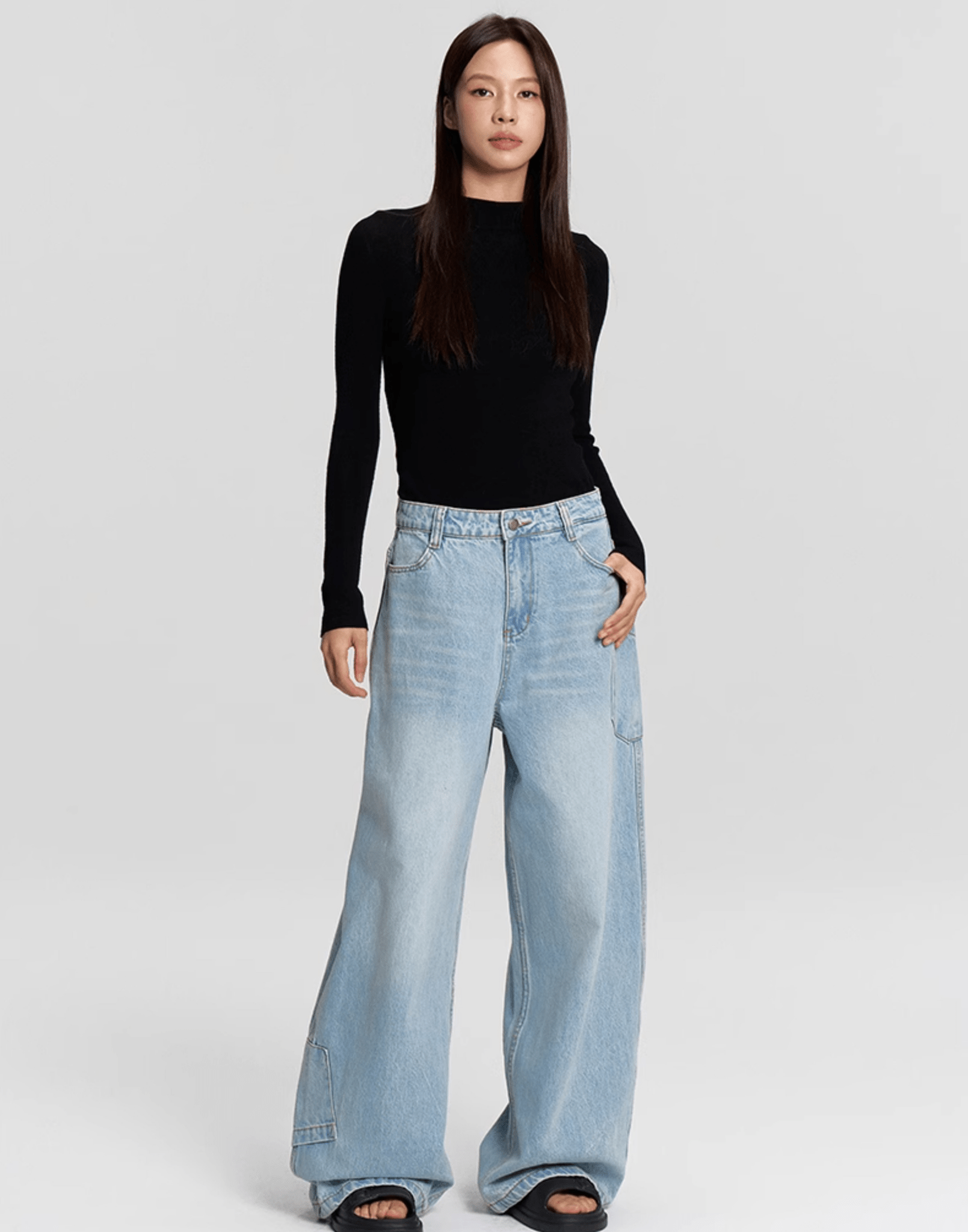 Vintage Curved Utility Pocket Wide - Leg Jeans - COPPING THREADS - RAPPEYE