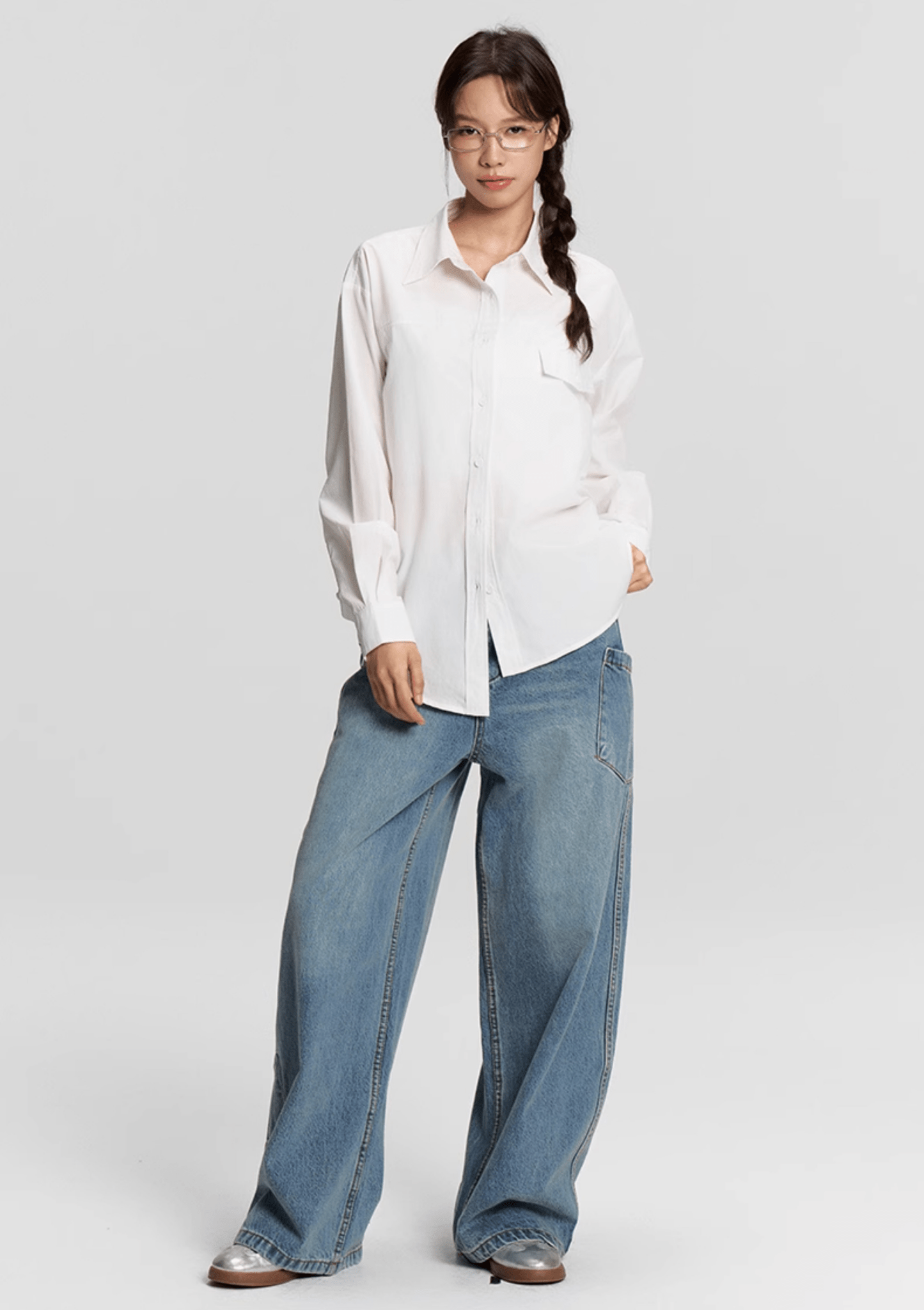 Vintage Curved Utility Pocket Wide - Leg Jeans - COPPING THREADS - RAPPEYE