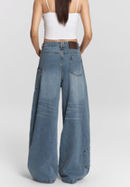 Vintage Curved Utility Pocket Wide - Leg Jeans - COPPING THREADS - RAPPEYE