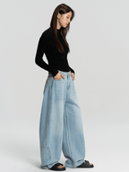 Vintage Curved Utility Pocket Wide - Leg Jeans - COPPING THREADS - RAPPEYE