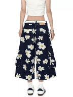 Vintage Daisy Print Denim Cargo Culottes - COPPING THREADS - CT Select