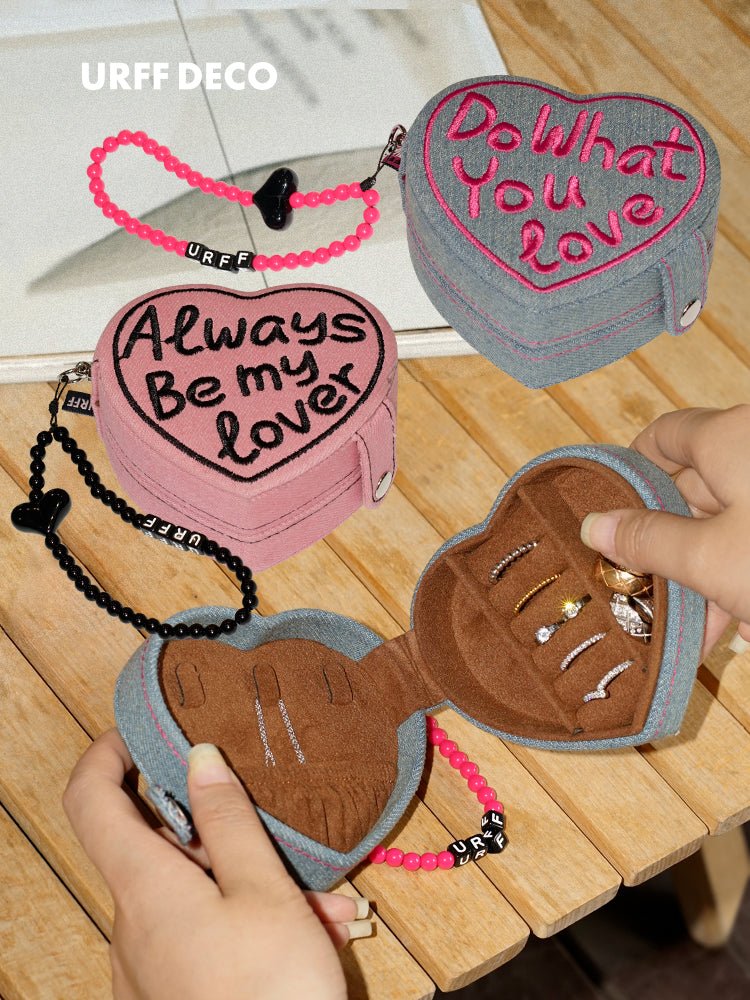 Vintage Denim Heart Cake Mini Jewelry Box - COPPING THREADS - CT Select