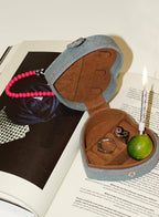 Vintage Denim Heart Cake Mini Jewelry Box - COPPING THREADS - CT Select