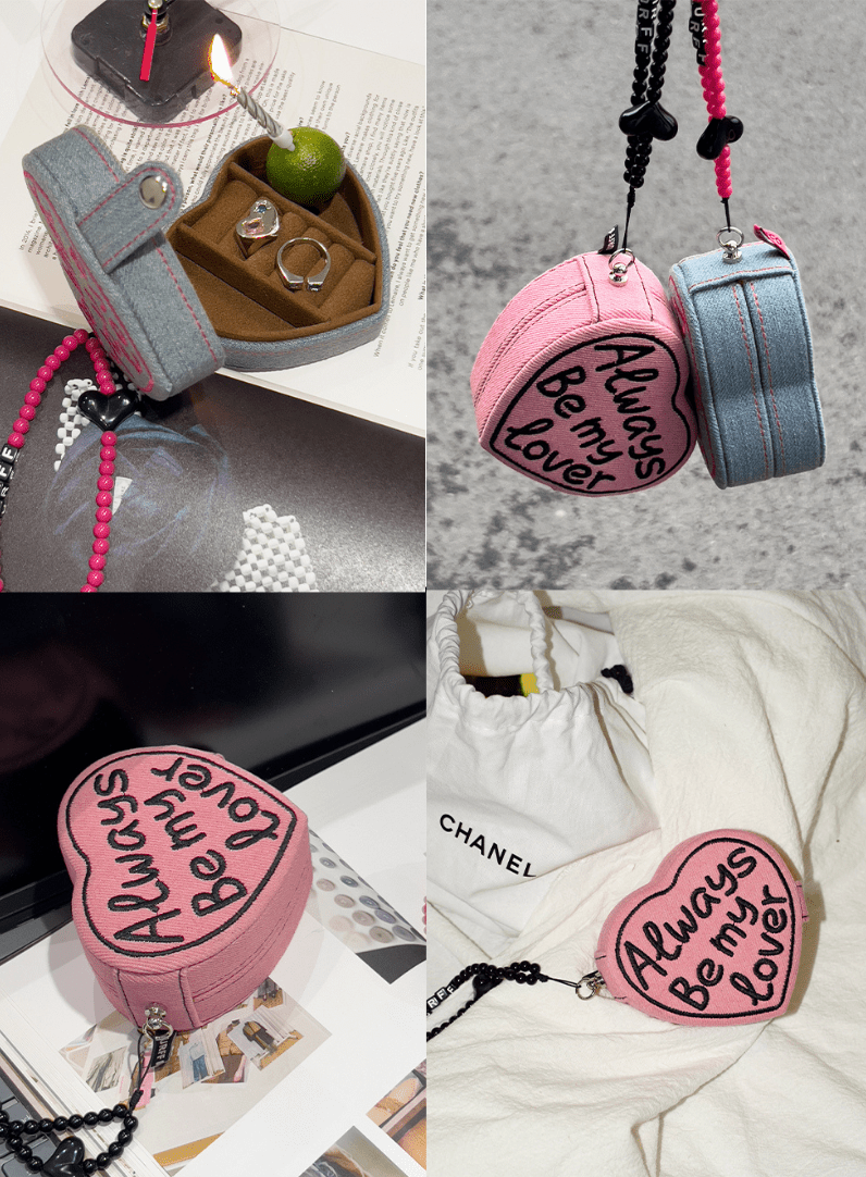 Vintage Denim Heart Cake Mini Jewelry Box - COPPING THREADS - CT Select