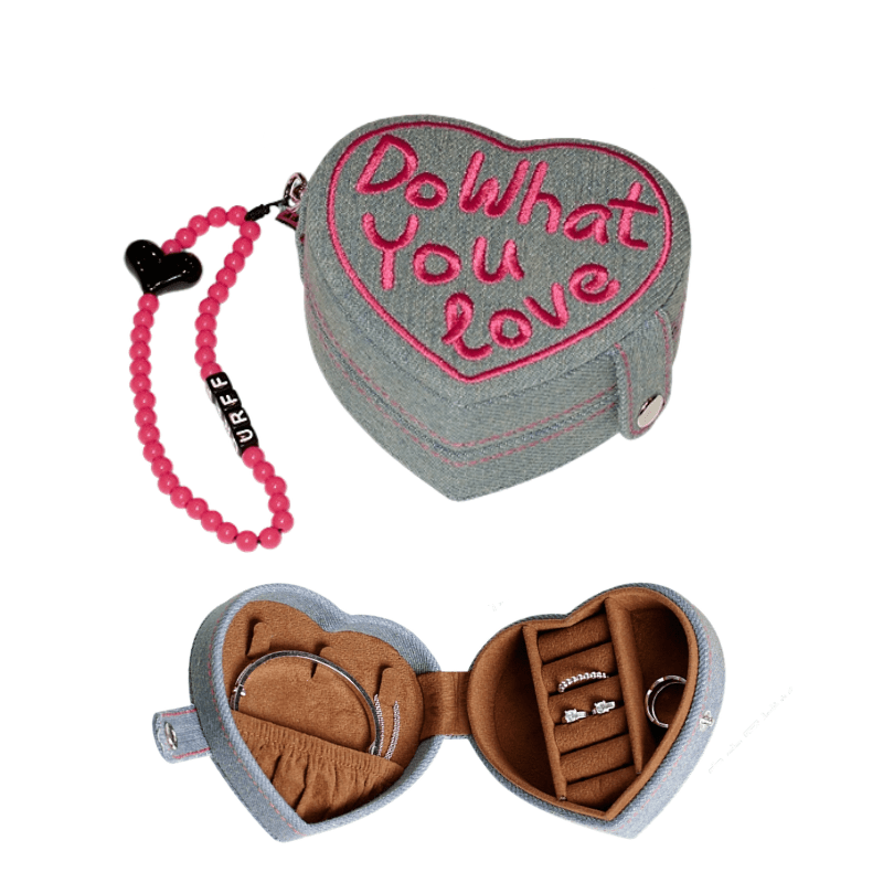 Vintage Denim Heart Cake Mini Jewelry Box - COPPING THREADS - CT Select