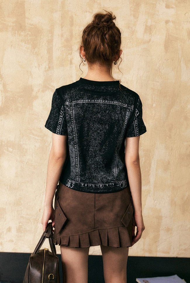 T-Shirt mit Vintage-Jeansprint Main Image