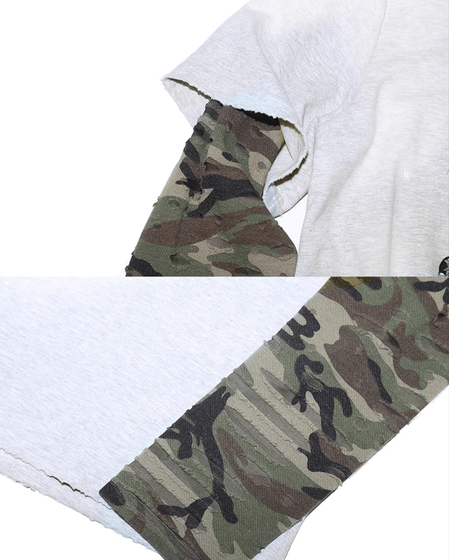Vintage Distressed Camo Patchwork Layered Long Sleeve Tee - COPPING THREADS - TRECLUB