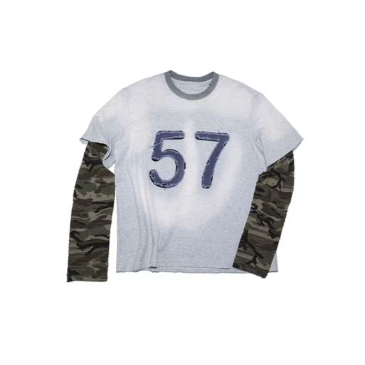 Vintage Distressed Camo Patchwork Layered Long Sleeve Tee - COPPING THREADS - TRECLUB