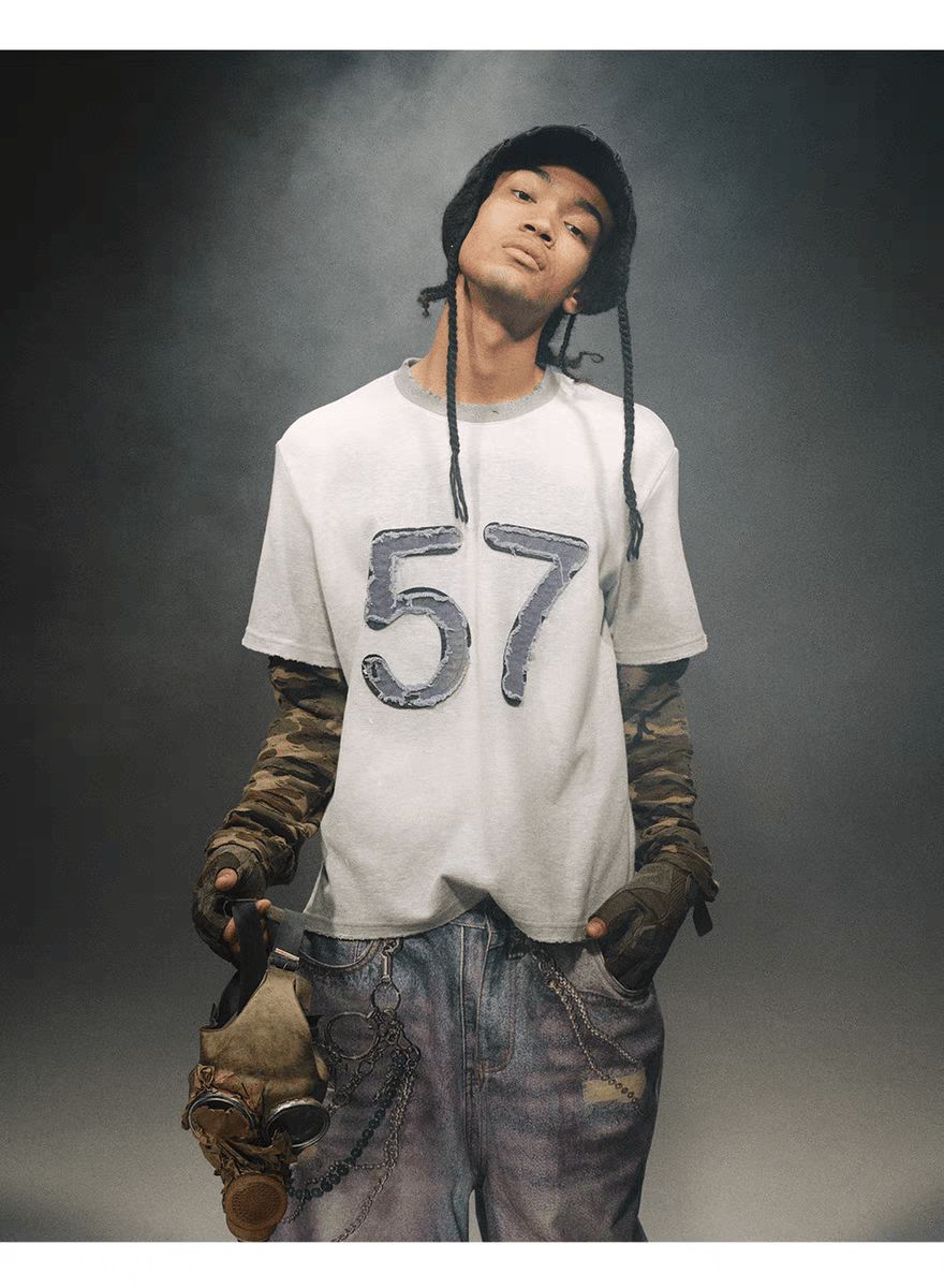 Vintage Distressed Camo Patchwork Layered Long Sleeve Tee - COPPING THREADS - TRECLUB