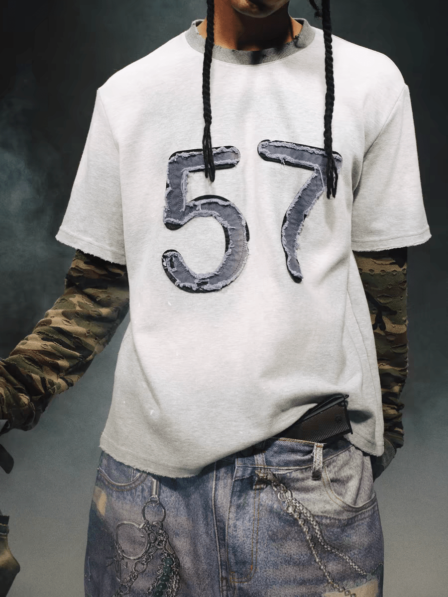 Vintage Distressed Camo Patchwork Layered Long Sleeve Tee - COPPING THREADS - TRECLUB