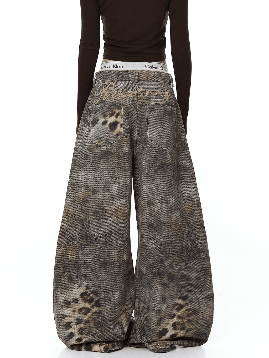Vintage Distressed Leopard Gradient Baggy Jeans - COPPING THREADS - CT Select