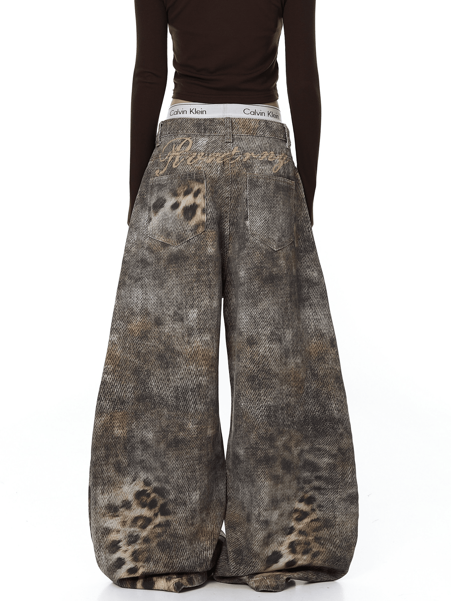 Vintage Distressed Leopard Gradient Baggy Jeans - COPPING THREADS - CT Select