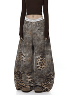 Vintage Distressed Leopard Gradient Baggy Jeans - COPPING THREADS - CT Select