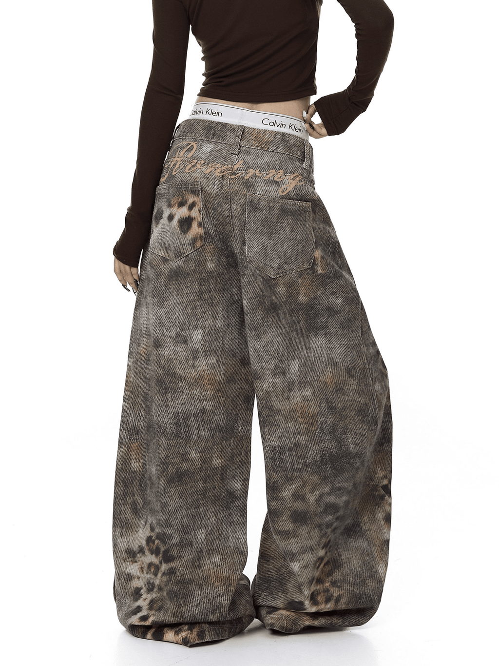 Vintage Distressed Leopard Gradient Baggy Jeans - COPPING THREADS - CT Select