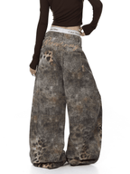 Vintage Distressed Leopard Gradient Baggy Jeans - COPPING THREADS - CT Select