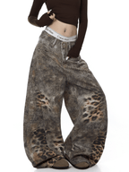 Vintage Distressed Leopard Gradient Baggy Jeans - COPPING THREADS - CT Select