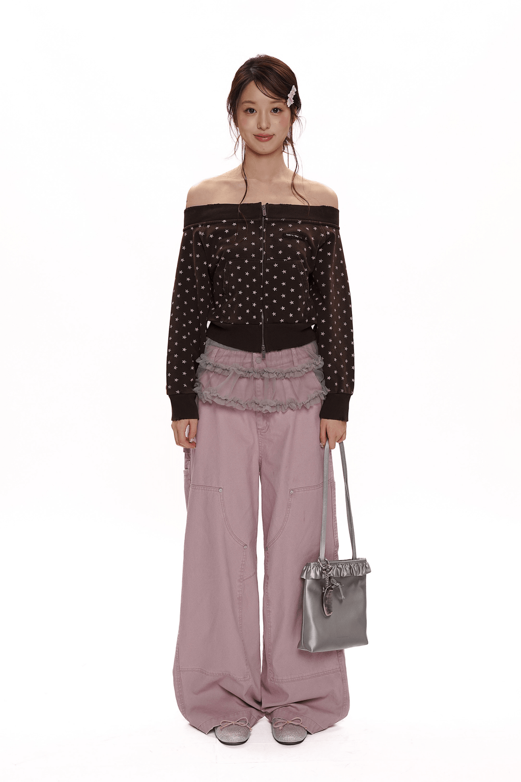 Vintage Distressed Star Print Off - Shoulder Sweatshirt - COPPING THREADS - MOROMORO