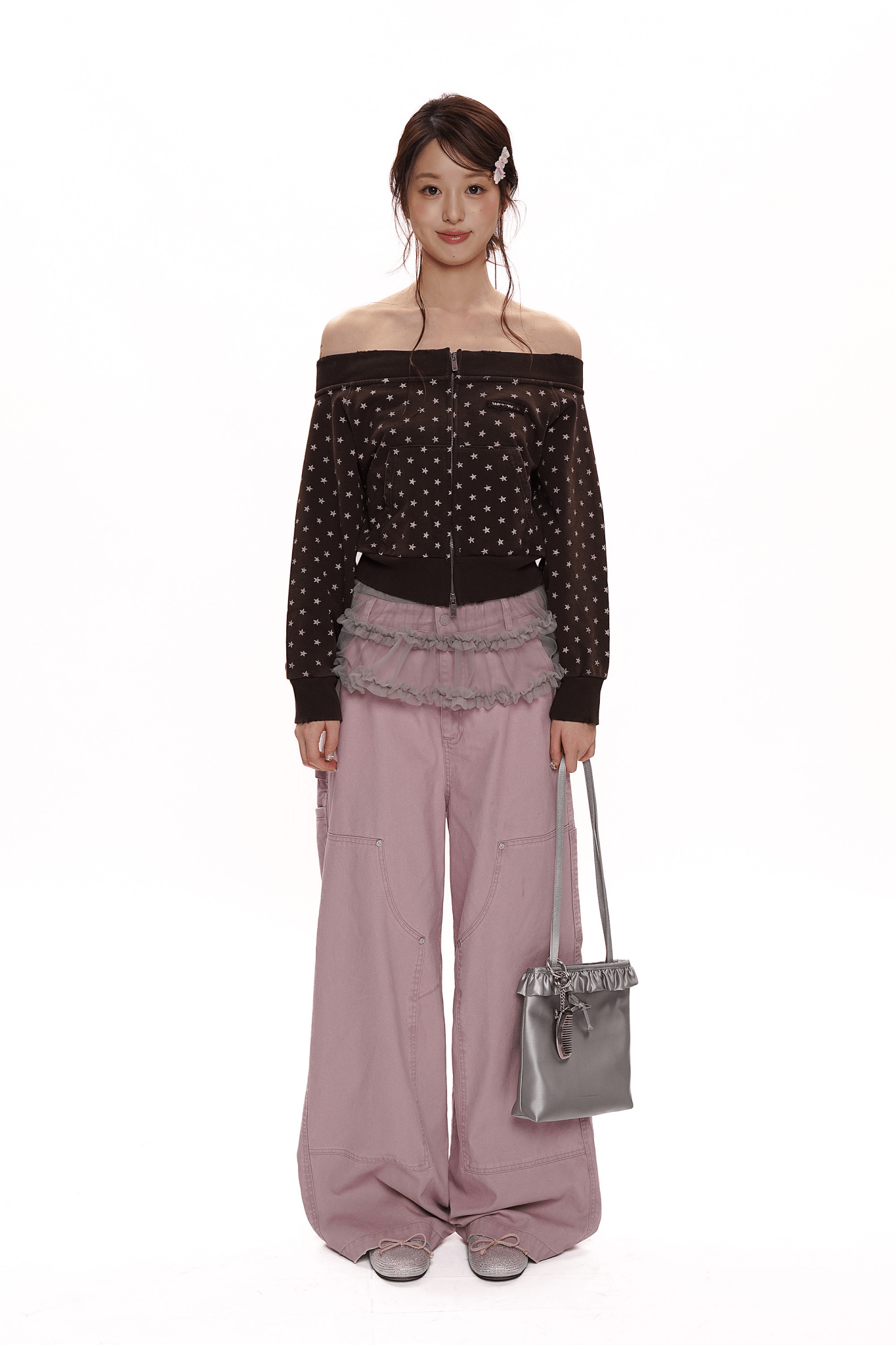 Vintage Distressed Star Print Off - Shoulder Sweatshirt - COPPING THREADS - MOROMORO