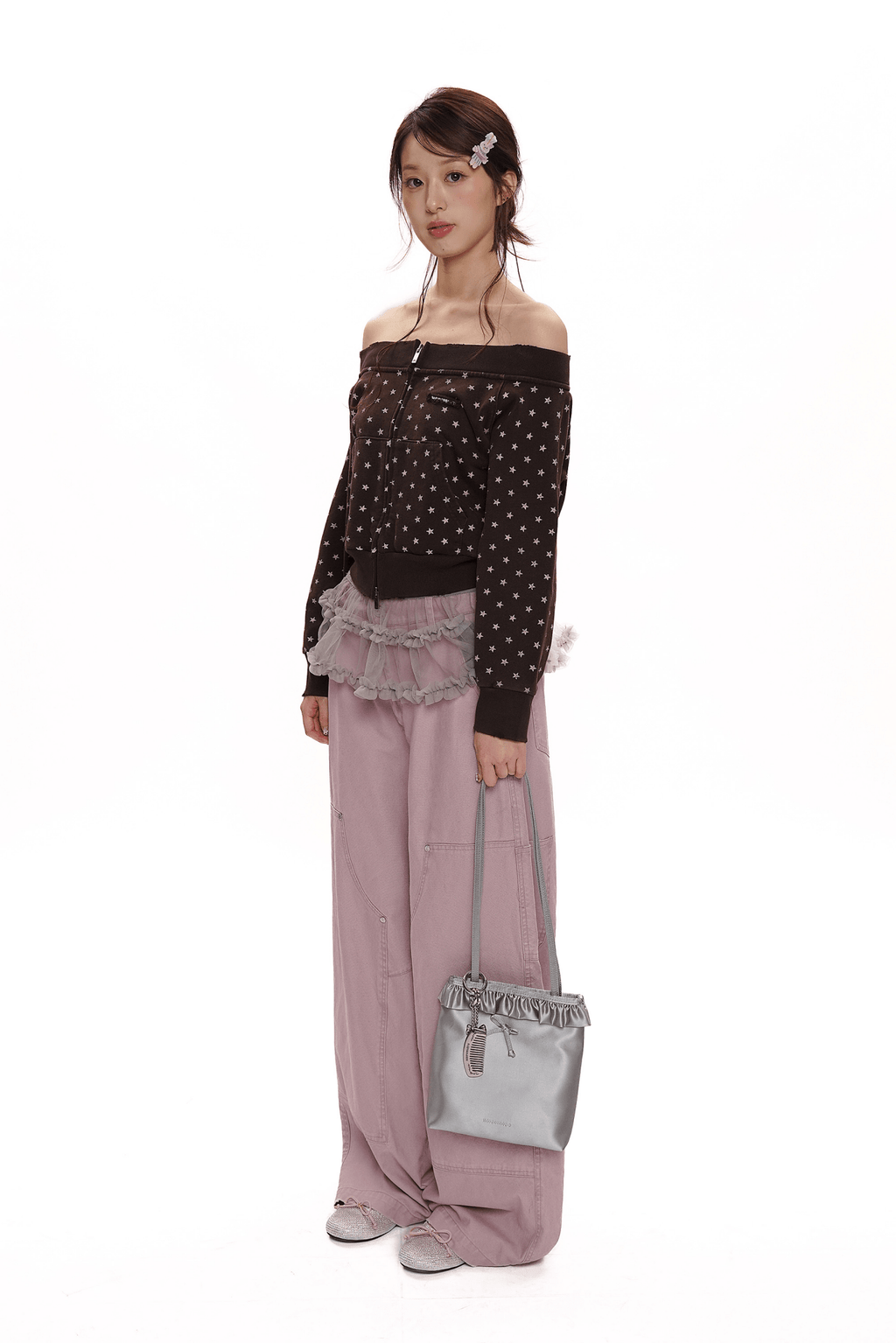 Vintage Distressed Star Print Off - Shoulder Sweatshirt - COPPING THREADS - MOROMORO