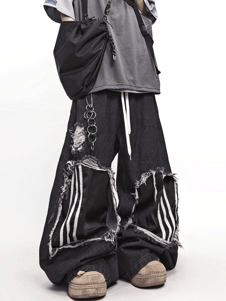 Vintage Distressed Stripe Patch Jeans - COPPING THREADS - CT Select