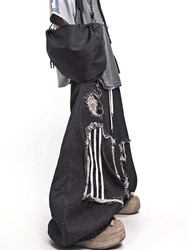 Vintage Distressed Stripe Patch Jeans - COPPING THREADS - CT Select